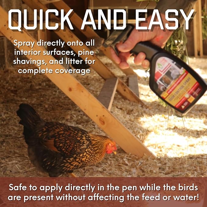 Chick Fresh - Odor Control Spray for Backyard Chickens. Eliminate Chicken Coop, Brooder, Nest Boxes, Hen Houses, Rabbit Hutches Odor & More! 24 oz Spray Bottle (2 Pack)