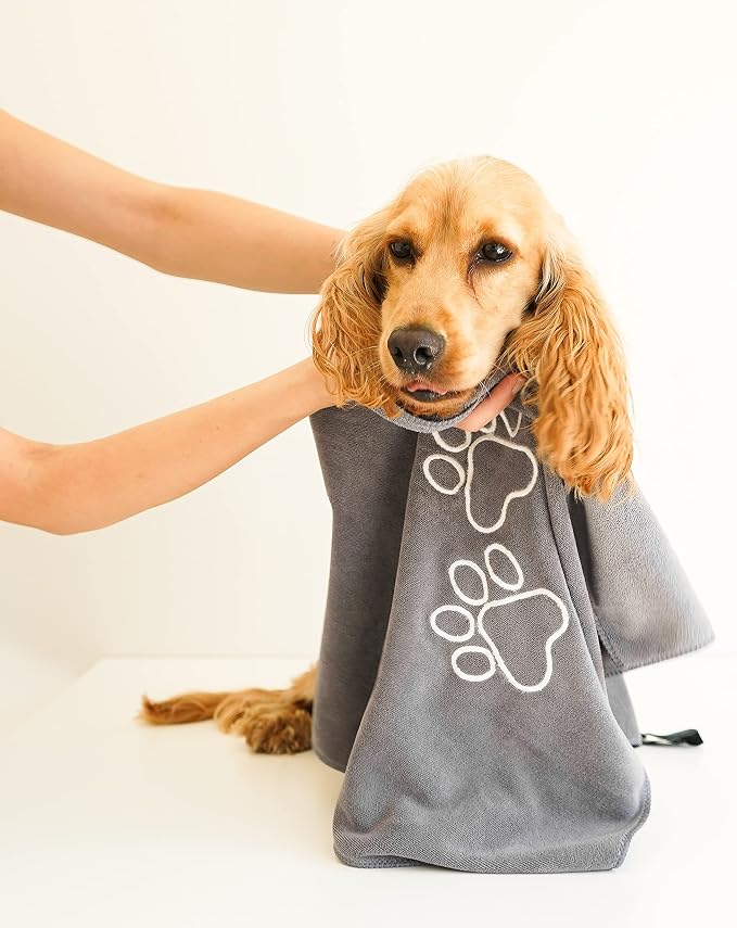 Unconditional Love | Premium Pet Drying Towel | Ultra Absorbent and Soft Microfiber Towel for Dogs and Cats (Grey) XL