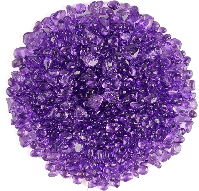 WAYBER 1 Pound Tumbled Sea Glass Pebbles Decorative Glass Stones, Purple | Vivid Long-Lasting Hues, Lustrous Polished Finish, Non-Toxic Material, Ideal for DIY Crafts & Home Decorations
