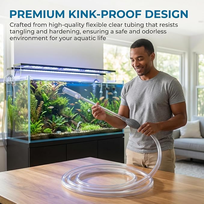 Delyle Aquarium Siphon Gravel Cleaner, 3-in-1 Fish Tank Vacuum with Sand Washer, Water Changer, 5.7ft Hose, Flow Control, Manual Hand Pump | Delyle Aquarium Gravel Cleaner Kit — 3-in-1 Fish Tank Vacuum, Sand Washer & Water Changer, 5.7ft Hose with Flow...