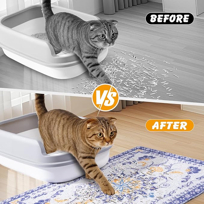 ondware Cat Litter Mat, 28x20 in Litters Box Mat Waterproof Non-Slip Easy to Clean Washable Trapping Mat for Kitty