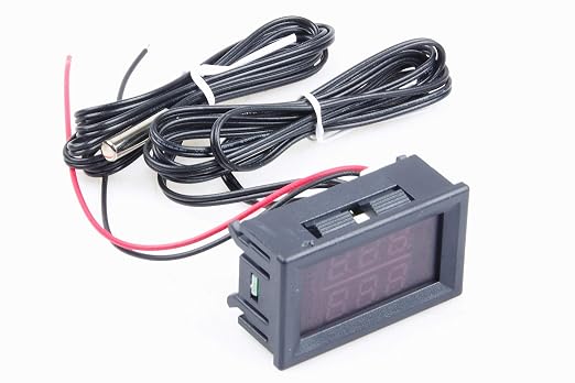 2CH NTC Waterproof Probes DC 5V-80V -58℉ to 257℉ Blue + Red LED Digital high Temperature Precision Thermometer Industrial Thermometer Fahrenheit Dual Display for Aquarium Vehicle Fish Tank