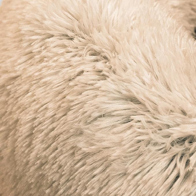 Best Friends by Sheri The Original Calming Donut Dog Bed for Small Dogs up to 25 lbs, Shag Faux Fur, Taupe, 23" x 23"