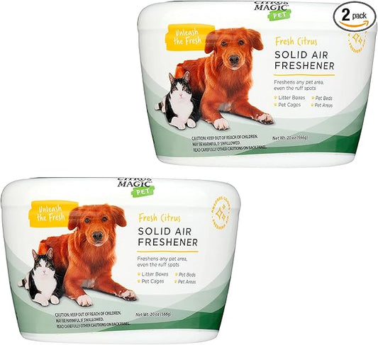 Citrus Magic Pet Solid Air Freshener, Pet Odor Eliminator for Home, Odor Absorber for Dog & Cat Areas and Litter Boxes, Fresh Citrus, 20 Ounces, 2-Pack