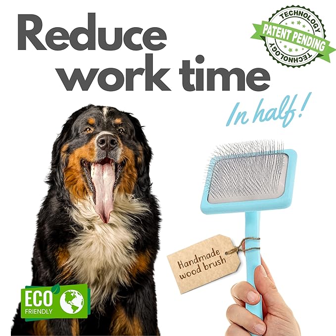 Flying Pawfect Dog Slicker Brush for Grooming Pet Hair - Best For Poodle & Golden Doodle - Long Haired Brush For Dogs - Goldendoodle Long Pins Tool For Dematting- Ideal Gift for Pet Groomers