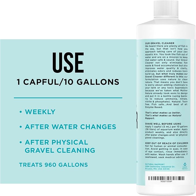 Natural Rapport Aquarium Bundle, Water Conditioner & Gravel Cleaner Set | All-in-1 conditioner plus no-vacuum gravel cleaner - Complete tank care - For fresh & saltwater aquariums