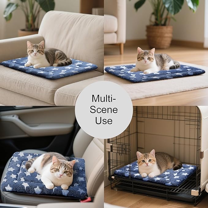 Dog Bed Mat, Reversible Crate Pad & Cute Dog Bed - Machine Washable Kennel Mat with Ultra Soft for Small Dogs & Cats