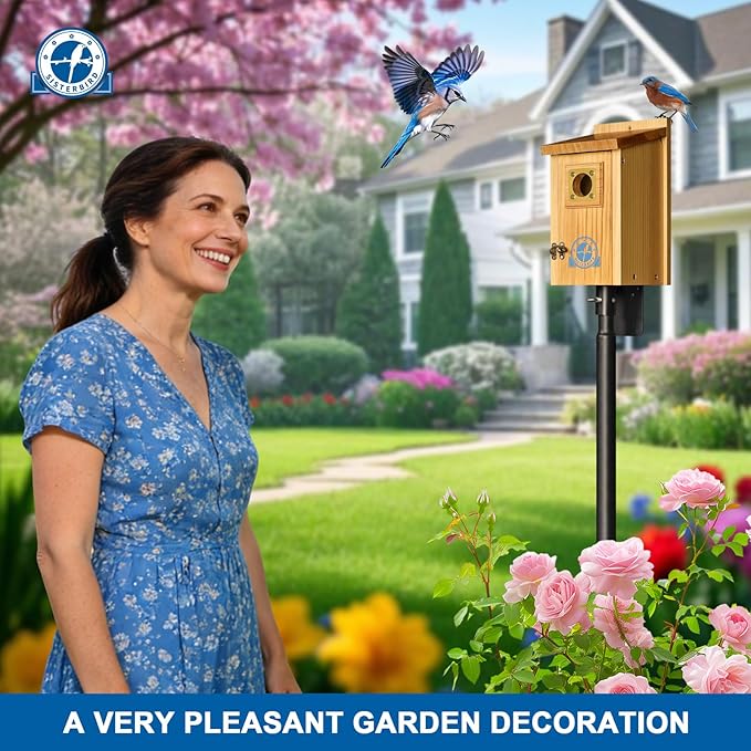 SISTERBIRD Pack of 2 Premium Bluebird Houses for Outside, Assembled Bird House Gift, Garden Decoration Bluebird House, Copper Predator Guard, Easy to Clean Bird Nesting