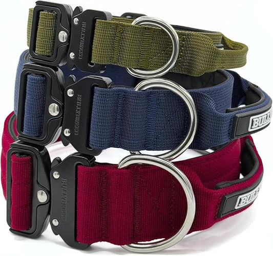 Heavy Duty Dog Collar, Tactical Dog Collar, Dog Collars for Medium Dogs, Waterproof Dog Collar, Dog Training Collar, Quick-Release Metal Buckle, Adjustable Sizes – BULLYBREED (Navy Blue, Medium)