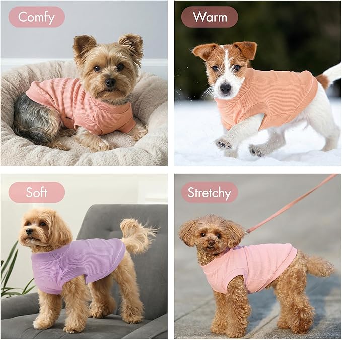 3 Pack Dog Shirt for Small Supplies Functional Waffle Dog Clothes Warm Soft Sweatshirt Outfit for Dogs Cats Pet Apparel