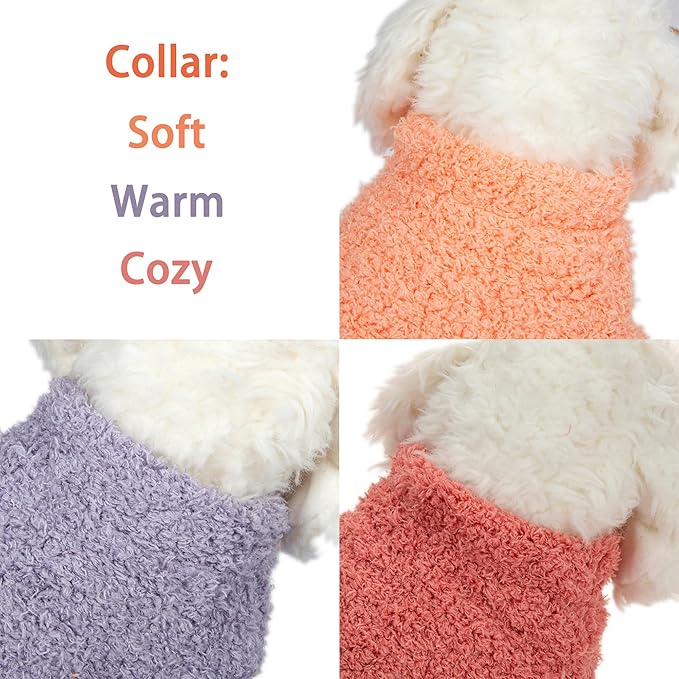 Dog Sweater, 3 Pack Sweaters for Small Dogs Girl, Dog Clothes for Medium Dogs Male or Boy, Ultra Soft and Warm Puppy Coat for Winter Christmas (X-Small, Pink+Purple+Magenta)