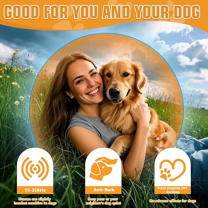 Tetra Dog Bark Deterrent Devices,Ultrasonic Anti Barking Device for Dogs, Rechargeable Barking Control Devices with Sensor & 60ft Remote Control, Adjustable Bark Stopper Indoor Outdoor