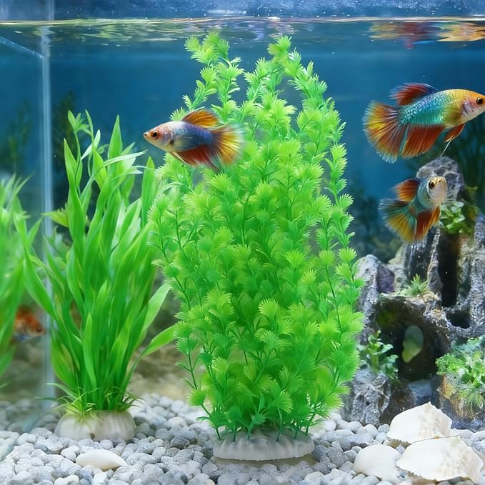 kathson 2PCS Extra Large Artificial Aquarium Plants,23 Inches Tall Fish Tank Decorations Plant Plastic Seaweed Decor Bendable Underwater Fish Tank Accessories Large Plants (Green)