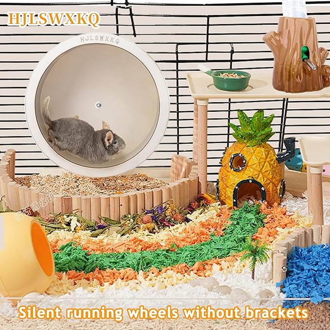 10inch Wall-Mount Silent Hamster Wheel, Wooden Small Animal Exercise Wheel with Removable & Washable Track for Gerbil, Mouse, Syrian Hamster(10in)