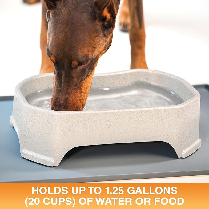 Neater Pet Brands Extra Large Water Bowl for Dogs, Outdoor Dog Water Bowl (1.25 Gallon XL Capacity), Big Trough Style Food Dish for Indoors or Outside, No Spill Large Dog Bowls, Vanilla Bean