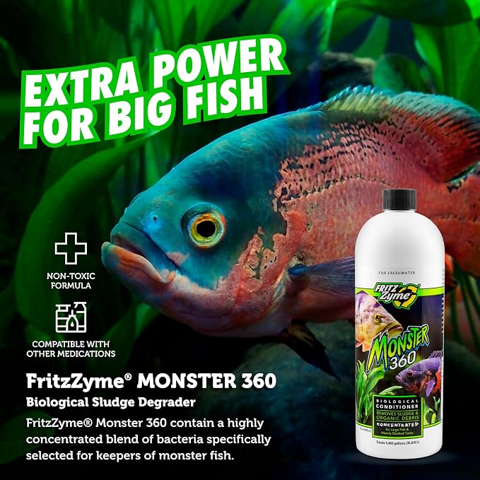 Fritz Aquatics 75032 FritzZyme Monster 360 Concentrated Biological Conditioner for Fresh Water Aquariums, 32-Ounce