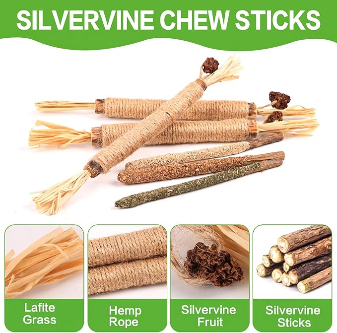 FOIMAS Silvervine Sticks Cat Toys,10pcs Cat Chew Stick Catnip Chew Toy Interactive Cat Toy for Cat Kitten Teeth Cleaning Treat Toys Indoor Outdoor