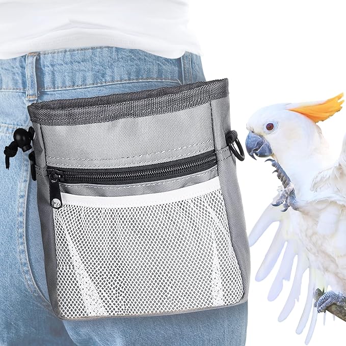 SunGrow Dog Travel Pouch, Training Bag for Treats, Kibbles, Toys & Accessories, Gray, Multiwear and Weather-Proof, 1 Pouch with Adjustable Shoulder Strap and Waist Belt