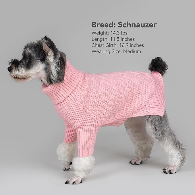 cyeollo Dog Sweater Knitwear Turtleneck Soft Knitwear Pullover Sweaters with Long Sleeves Warm Dog Clothes for Large Dogs,Pink, XXXL
