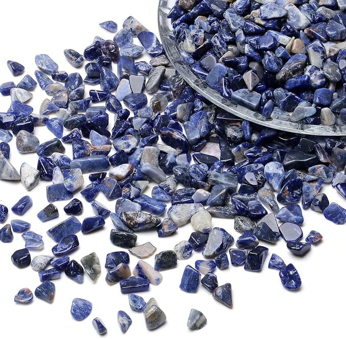 LAIDANLA Sodalite Crushed Stone Crystal Chips Bulk Natural Gemstones Healing Reiki Crystals Mini Quartz Vase Filler Aquarium Gravel 100g