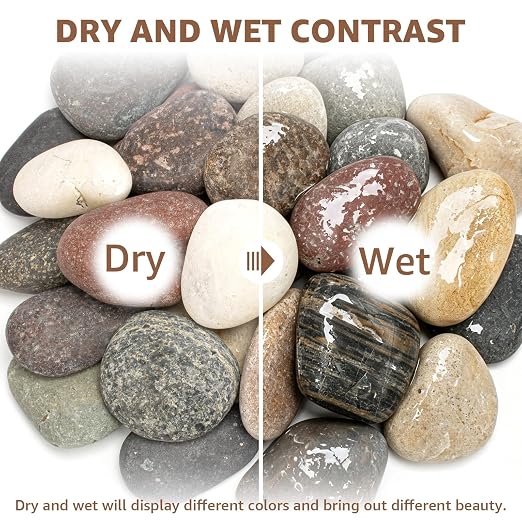 43lbs Natural River Rocks, 1''-2'' Decorative Stones, Aquarium Pebbles | Water-Washed Natural Finish, Hand-Picked, for Plants, Fish Tank, Garden, Paving, Fountain, Walkways and Outdoor Landscaping