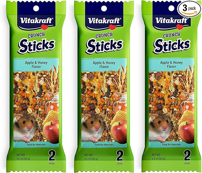 Vitakraft 3 Pack of Hamster Treat Crunch Sticks, 2 Sticks Each, Apple and Honey Flavor