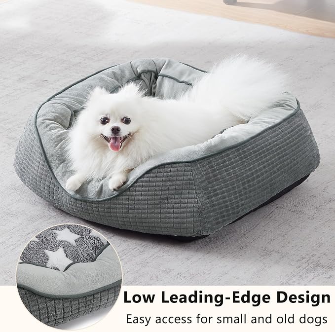 Dog Beds for Large Dogs, Washable Pet Bed, Orthopedic Dog Sofa Bed, Soft Calming Sleeping Warming Puppy Bed (Star-Grey, X-Large-(35’’x 25’’x 10’’))