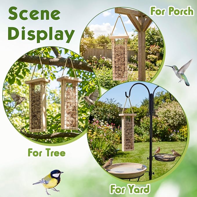 Menkxi 2 Pcs Bird Nesting Material, Hummingbird Nest Gift Enjoy Birds Gardening Outside Cute Decor Refillable Nesting Gift for Bird Lovers, Spring Garden Decoration Gifts (Grid Style)