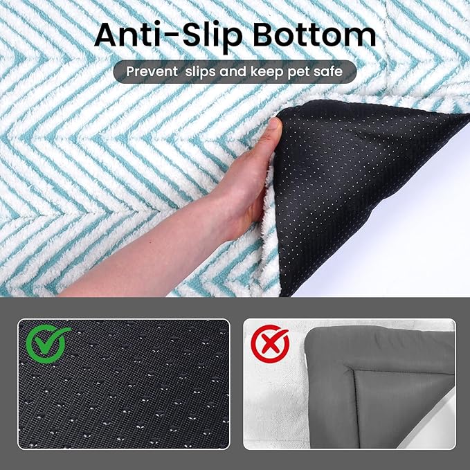 Mora Pets Washable Dog Crate Pad Soft Dog Kennel Bed Crate Mat for Small Medium Dogs, Puppies & Large Cats Flat Pet Bed with Anti-Slip Bottom for Cage & Carrier Sleeping Chevron Blue 30 x 19