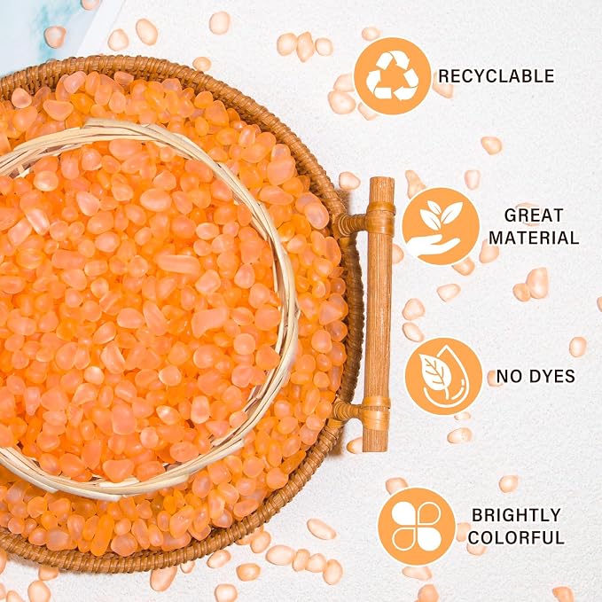 QEQEKAKA Sea Glass Stones for Crafts 2.75LB Orange Pebbles Gemstones Bulk | Small Glass Stones for Beaching Wedding DIY Decor Aquarium Turtle Tank Vase Filler (1180g/41.62oz)