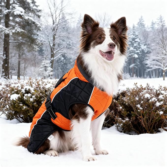 Dog Coat Dogs Jacket Waterproof Reflective Adjustable Dog-Winter Coats for Small/Medium/Large Dogs Dachshund Coat-(Orange, XX-Large)