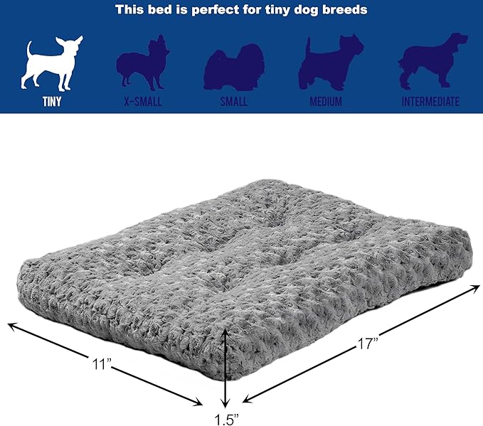 MidWest Homes for Pets XXS QuietTime Deluxe Gray Ombre Swirl Plush Pet Bed, Machine Washable, Non-Skid Bottom, Soft Crate Mat for 18-inch Crates