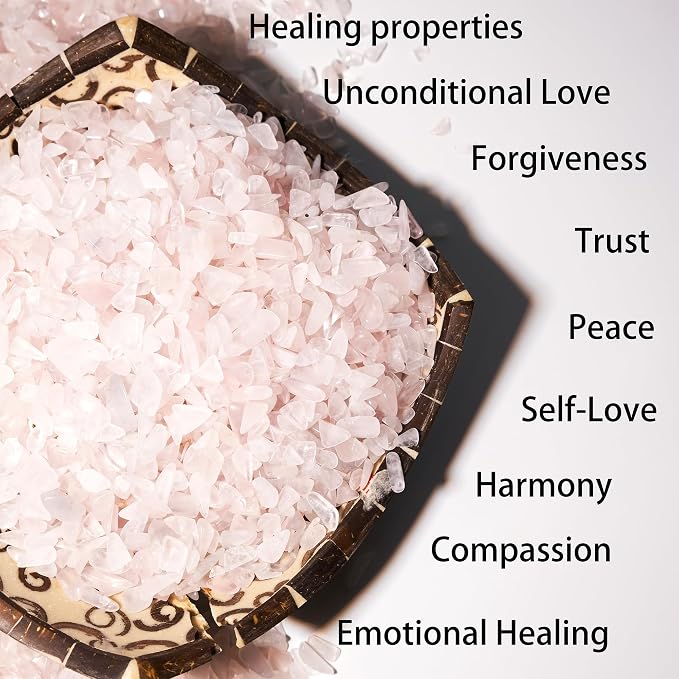 Rose Quartz & Clear Quartz Chips Bulk 1lb, 1200+ Pieces, 5-8mm Natural Gemstones