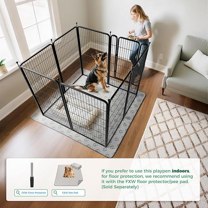 FXW Rollick Unleashed Dog Playpen for Indoor, Yard, RV Camping, 45 inch 8 Panels for Large Dogs│Patented