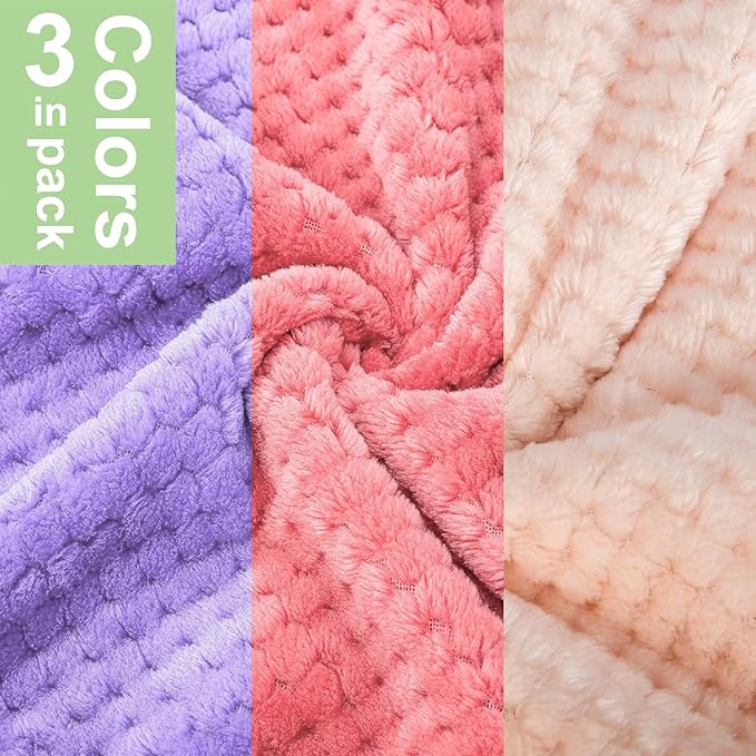 POMIU Dog Sweater, Dog Sweaters for Small Medium Dogs or Cat, Warm Soft Flannel Pet Clothes for Dogs Girl or Boy, Dog Shirt Coat Jacket (Peach+Purple+Rose, X-Large)