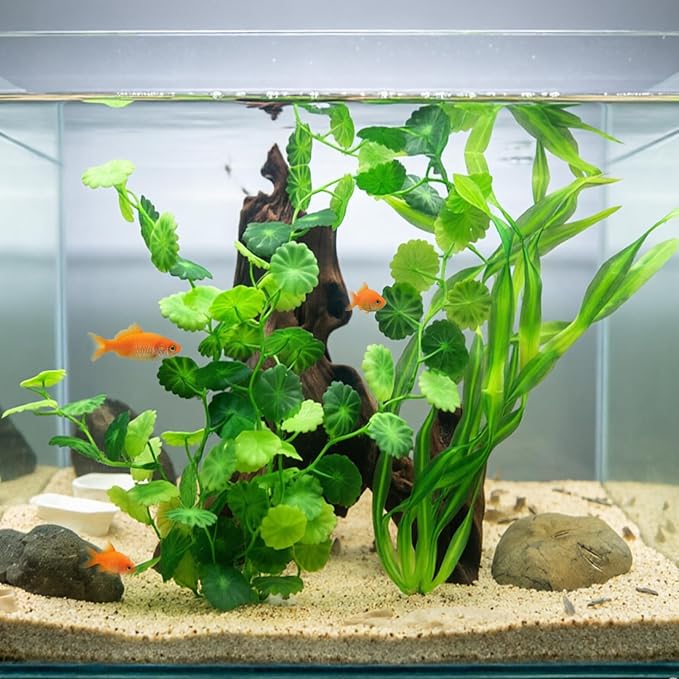 Aquarium Artificial Plants 2 Pack – Tall Realistic Fish Tank Plants Decor with Stable Base, Safe Soft Leaves for Betta, Guppy, Shrimp & Tropical Fish, Natural Aquascape Decoration for Aquarium