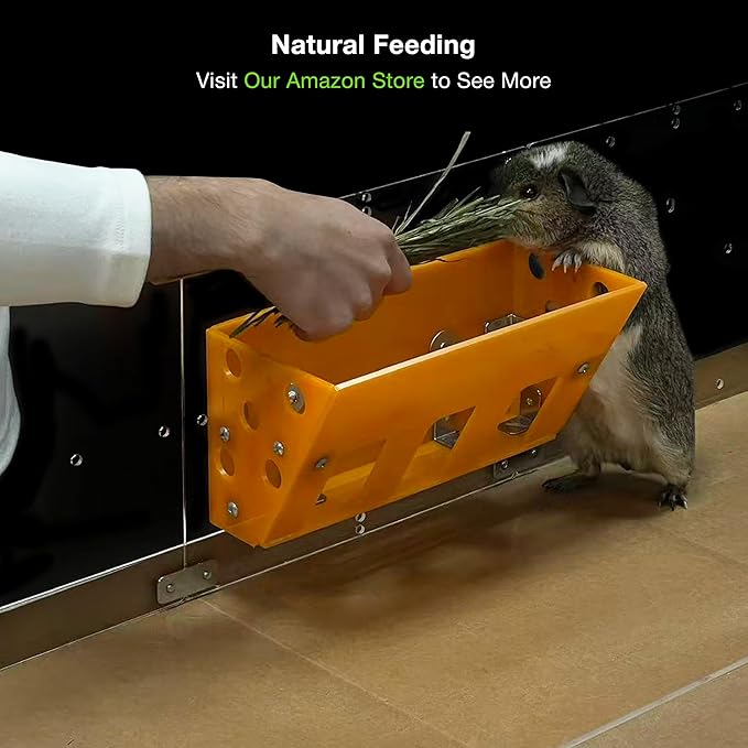 GuineaLoft™ Hay Feeder (Yellow) - Ultimate Hay Feeder for Small Pets Like Guinea Pigs, Rabbits & Chinchillas. Designed & Made by Seasoned Owners Who Tried Everything Out There - GuineaLoft Exclusive