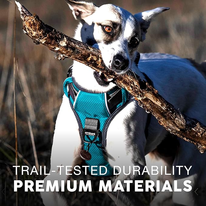 Embark Adventure XL Dog Harness – No-Pull, Reflective Trim, Military-Grade Nylon, 2 Leash Clips with Gel-Lined Handle, Soft & Padded