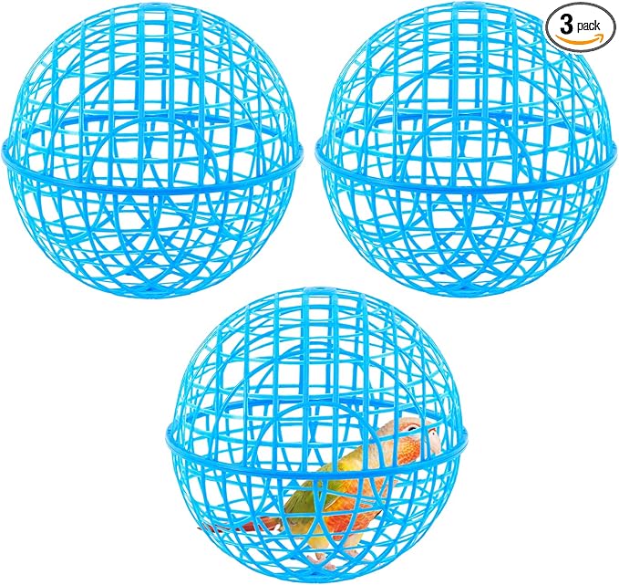 AceOrbit 3 Pcs Chicken Balls Cage 2025 Chicken Orb Ball Cage to Free Range Rolling Movable Poultry Coop Ball, Mobile Safety Globe Cages for Pigeons Rabbits Ducks Outside Roaming(11.02 Inch,Blue)