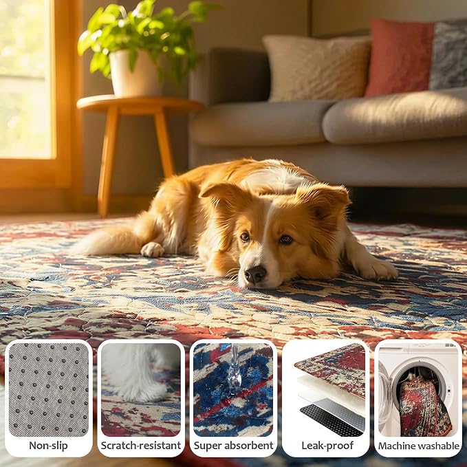 Washable Pee Pads for Dogs, Reusable Puppy Potty Training Pads, Ultra-Absorbent Thick Waterproof Leak-Proof Non-Slip Pads & Mat for Crate, Playpen, Floor, Whelping & Housebreaking , 2 Pack 48"x48"
