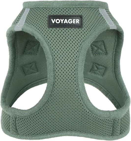 Best Pet Supplies Voyager Step-in Air Harness - All Weather Mesh, Reflective, No Pull Harness for Dogs, Cats - Secure with Hook & Loop Fastener, Buckle, Double D-Rings - Moss Green, XL