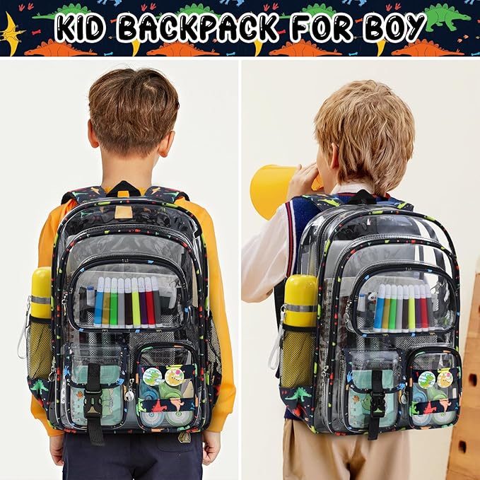 Clear Backpack Heavy Duty, Clear Bookbag with Pencil Case, Large See Through Backpack Plastic Transparent Backpacks for Primary College Work Travel