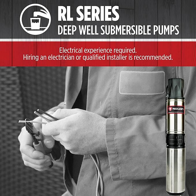 Red Lion RL12G15-3W2V 4-inch Submersible Deep Well Pump, 1-1/2-HP, 12 GPM, 3-Wire, 230-Volt, Steel, 14942408