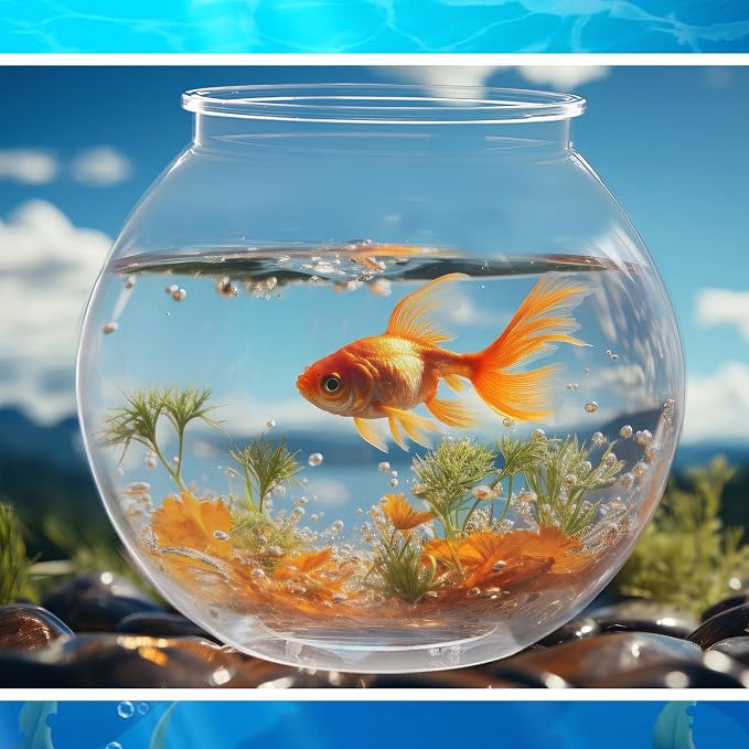 12 Pcs Fish Bowl Plastic Fish Tank Clear 100 oz Goldfish Bowl Multipurpose Round Desktop Aquarium Transparent for Home Office Goldfish Turtle Candy Party Favors, 7.09 x 6.3 Inch