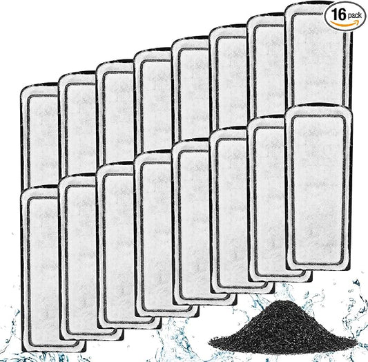 AQQA 16 Packs Aquarium Filter Cartridges with Activated Carbon | Remplacement Fish Tank Filters Cotton