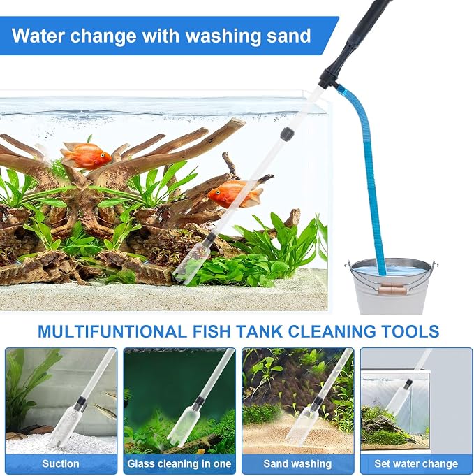 Fish Tank Cleaner, Aquarium Gravel Cleaner,Electric Fish Tank Gravel Cleaner Vacuum,Aquarium Cleaning Tools for Automatic Change Water Remove Dirt,Wash Sand Water Shower & Water Circulation