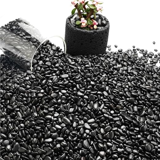 NUPICK 12lb River Rocks for Plants Indoor, Black Pebbles for Vases Fillers | 1/5 Inch Decorative Pea Gravel for Fish Tank, Natural Polished Stones for Succulent, Bonsai, Landscaping, Bird Baths