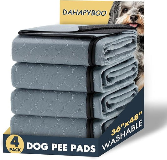 DAHAPYBOO Extra Large Washable Pee Pads for Dogs 36x48,4 Pack | Reusable Puppy Pads for Dogs Non-Slip Waterproof Pet Training Pads for Crate, Playpen, Bed, Sofa,Whelping Box, Potty Training