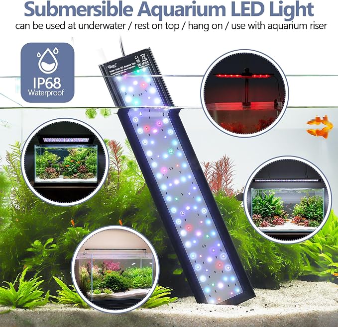 hygger IP68 Waterproof LED Aquarium Light 24/7 Cycle Full Spectrum Fish Tank Light with Timer Adjustable Brightness 12 Colors Aquarium Lamp for 31-36 in Freshwater Planted Tank