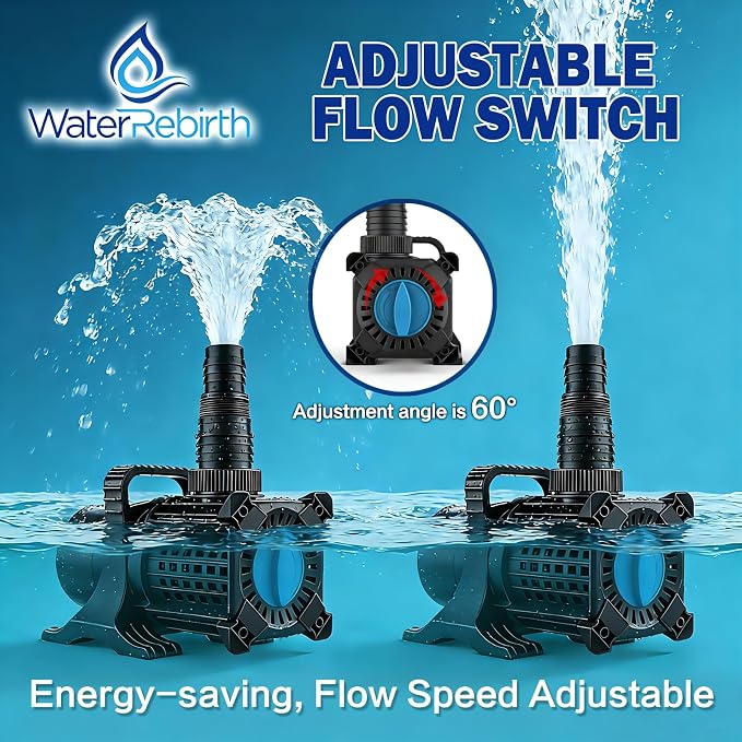 Pond Pump, 5500GPH 325W Adjustable Flow Submersible Water Pump 18.7ft Max Lift, Copper Motor IPX8 Waterproof for Koi Pond, Waterfall, Fountain, Irrigation & Drainage